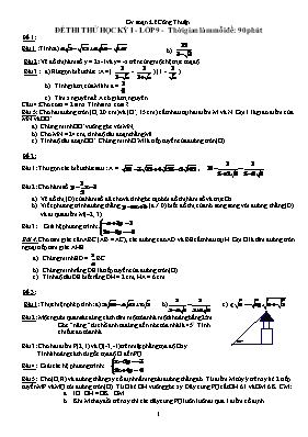 14 đề thi thử học kỳ I - Lớp 9 môn Toán